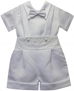 BOYS CRHISTENING JUMPER SUIT W/ SHORT SLEEVE